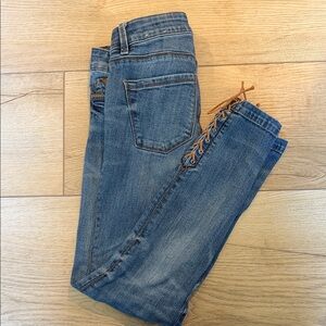 Detailed Lace-Up Women Jeans